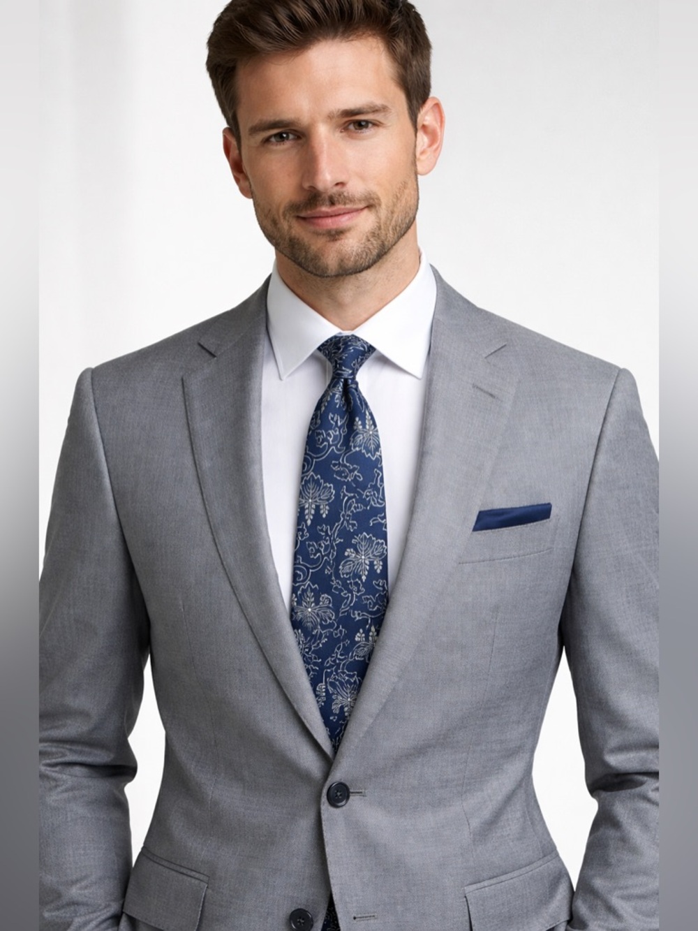 VALENTINO Cravatte Silk Tie Blue Floral Vine Made in Italy Vintage Luxury